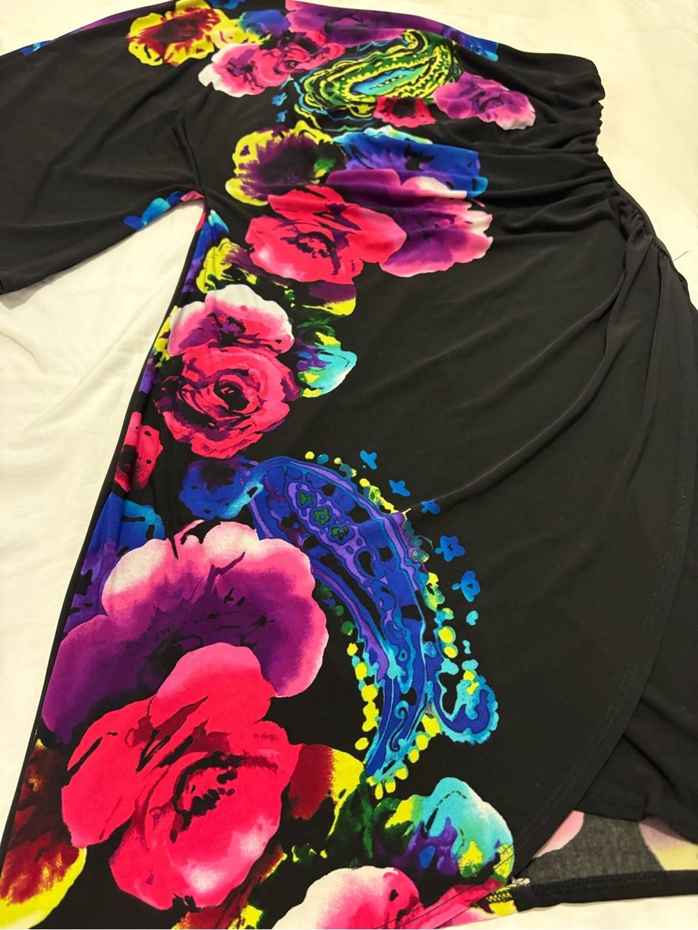 Bisou Bisou black/floral women’s one shoulder dress